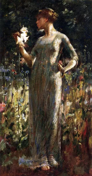 A King's Daughter (also known as Girl with Lilies) by Theodore Robinson - Oil Painting Reproduction