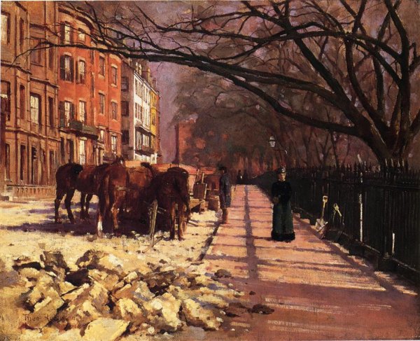 Beacon Street, Boston by Theodore Robinson - Hand-Painted Oil Painting Reproduction