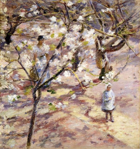 Blossoms at Giverny by Theodore Robinson - Hand-Painted Oil Painting Reproduction