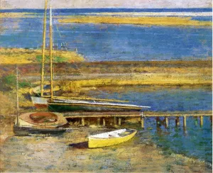 Boats at a Landing by Theodore Robinson Oil Painting
