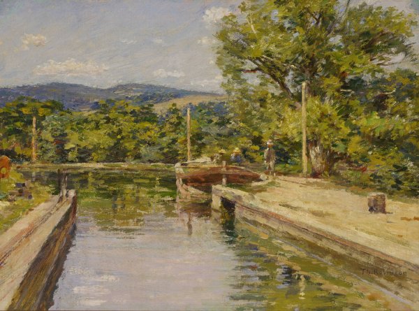 Canal Scene  by Theodore Robinson - Hand-Painted Oil Painting Reproduction