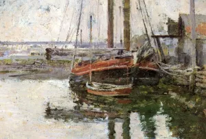 Coal Schooner Unloading by Theodore Robinson - Oil Painting Reproduction