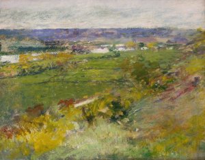 Etude pour 'Vallee de la Seine vue des hauteurs de Giverny' by Theodore Robinson Oil Painting