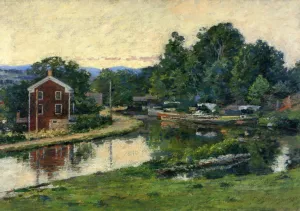 Evening at the Lock by Theodore Robinson Oil Painting