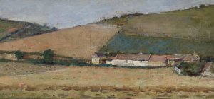 Farm Among Hills, Giverny by Theodore Robinson Oil Painting