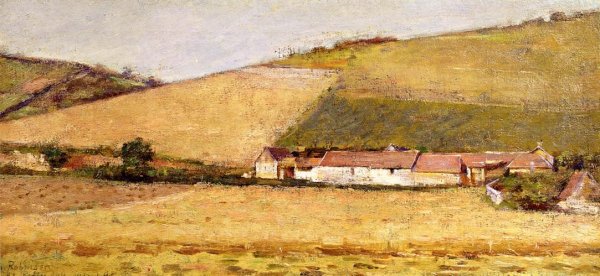 Farm Among Hills by Theodore Robinson - Hand-Painted Oil Painting Reproduction