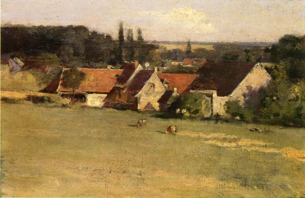 Farmhouse at Grez by Theodore Robinson - Hand-Painted Oil Painting Reproduction