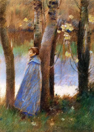 Figure in a Landscape by Theodore Robinson Oil Painting