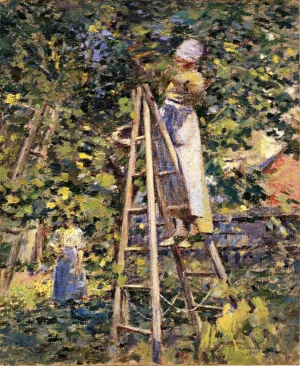 Gathering Plums by Theodore Robinson - Oil Painting Reproduction