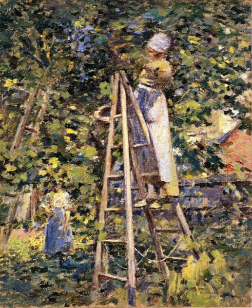 Gathering Plums by Theodore Robinson - Hand-Painted Oil Painting Reproduction