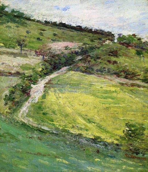 Hillside in Giverny, France by Theodore Robinson - Hand-Painted Oil Painting Reproduction