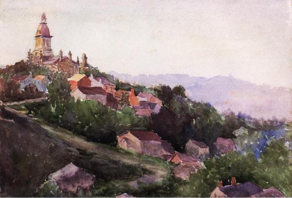 Houses in France by Theodore Robinson - Hand-Painted Oil Painting Reproduction