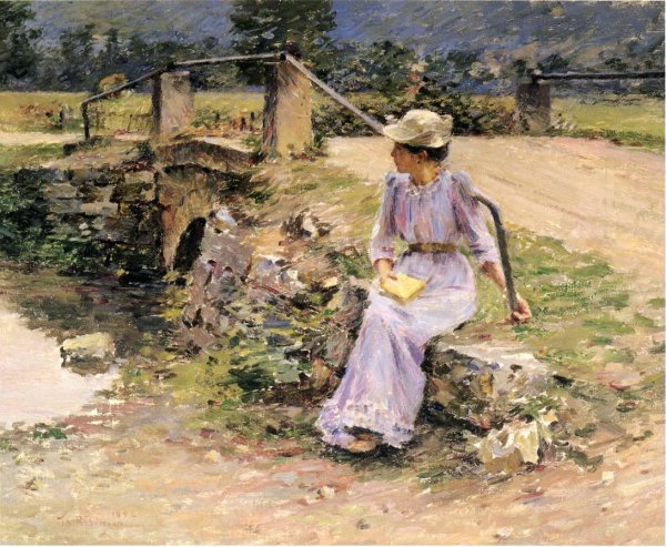 La Debacle also known as Marie at the Little Bridge by Theodore Robinson - Hand-Painted Oil Painting Reproduction