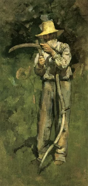 Man with Sythe painting by Theodore Robinson