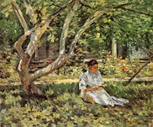 Nettie Reading by Theodore Robinson Oil Painting