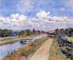 On the Canal of Port Ben Series by Theodore Robinson Oil Painting