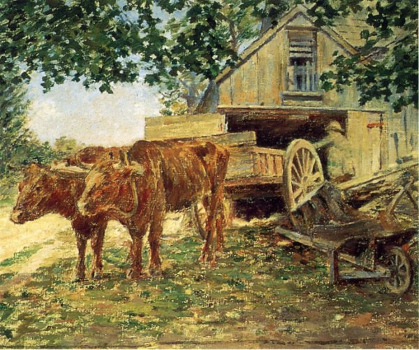 Oxen by Theodore Robinson - Hand-Painted Oil Painting Reproduction