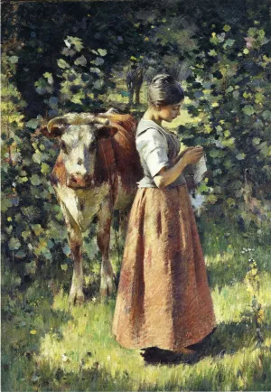 The Cowherd by Theodore Robinson Oil Painting