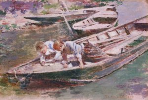 Two in a Boat by Theodore Robinson Oil Painting