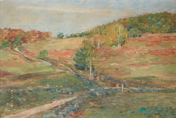 Vermont Hillside  by Theodore Robinson - Hand-Painted Oil Painting Reproduction