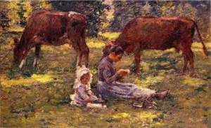 Watching the Cows by Theodore Robinson Oil Painting