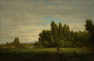 A Meadow Bordered by Trees by Theodore Rousseau Oil Painting