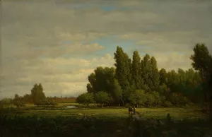 A Meadow Bordered by Trees Oil painting by Theodore Rousseau