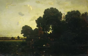 Avondschemering by Theodore Rousseau Oil Painting
