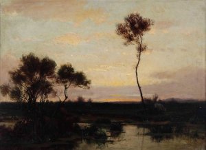 Lake landscape by Theodore Rousseau Oil Painting