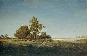 Landscape with a clump of trees by Theodore Rousseau Oil Painting