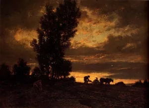 Landscape With A Ploughman painting by Theodore Rousseau