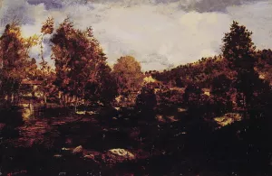 L'etude des Marais de Tiffauge en Vendee by Theodore Rousseau Oil Painting