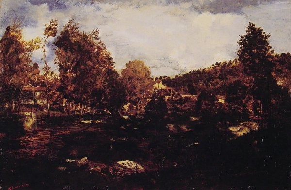 L'etude des Marais de Tiffauge en Vendee by Theodore Rousseau - Hand-Painted Oil Painting Reproduction