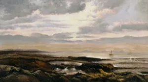 Seascape with a Boat on the Horizon Oil painting by Theodore Rousseau