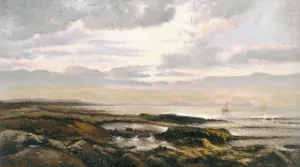 Seascape with a Boat on the Horizon by Theodore Rousseau Oil Painting