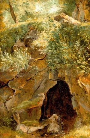 The Cave by Theodore Rousseau Oil Painting
