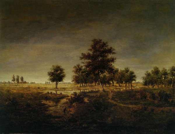 The Forest at Fountainbleu by Theodore Rousseau - Hand-Painted Oil Painting Reproduction