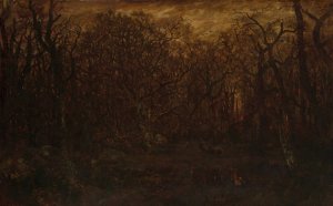 The Forest in Winter at Sunset by Theodore Rousseau Oil Painting