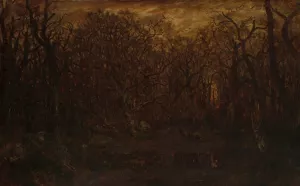 The Forest in Winter at Sunset by Theodore Rousseau Oil Painting