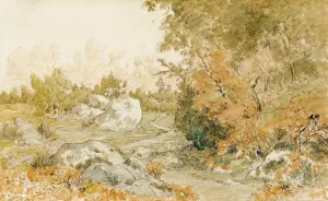The road to Paris  in Fontainebleau forest Oil painting by Theodore Rousseau