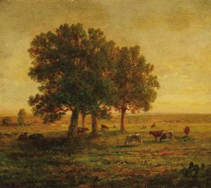 Vaches Sous Un Groupe De Chenes, Apremont by Theodore Rousseau Oil Painting