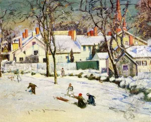 Sledding, Ipswich, Massachusetts by Theodore Wendel - Oil Painting Reproduction