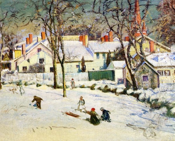 Main Product Photo of Sledding, Ipswich, Massachusetts Painting by Theodore Wendel