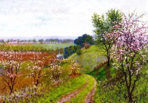 Road with Blossoming Trees by Theodore Wores - Oil Painting Reproduction