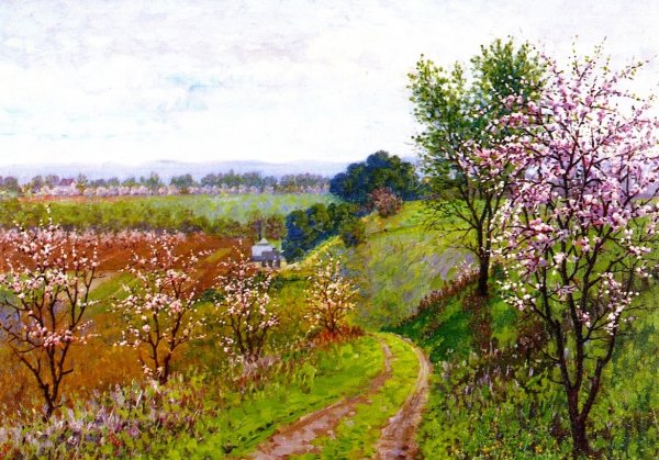 Main Product Photo of Road with Blossoming Trees Painting by Theodore Wores