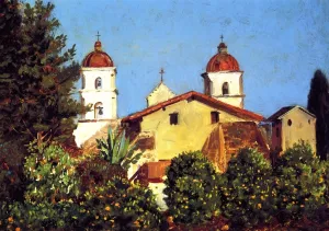 Santa Barbara Mission painting by Theodore Wores
