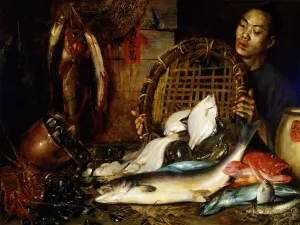 The Chinese Fishmonger by Theodore Wores Oil Painting