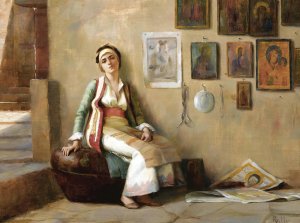 A Moment's Rest by Theodoros Ralli Oil Painting