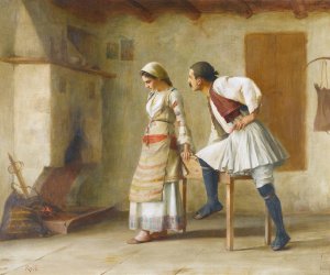 Flirtation by Theodoros Ralli Oil Painting