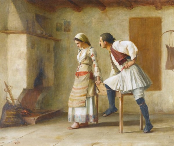 Flirtation by Theodoros Ralli - Hand-Painted Oil Painting Reproduction